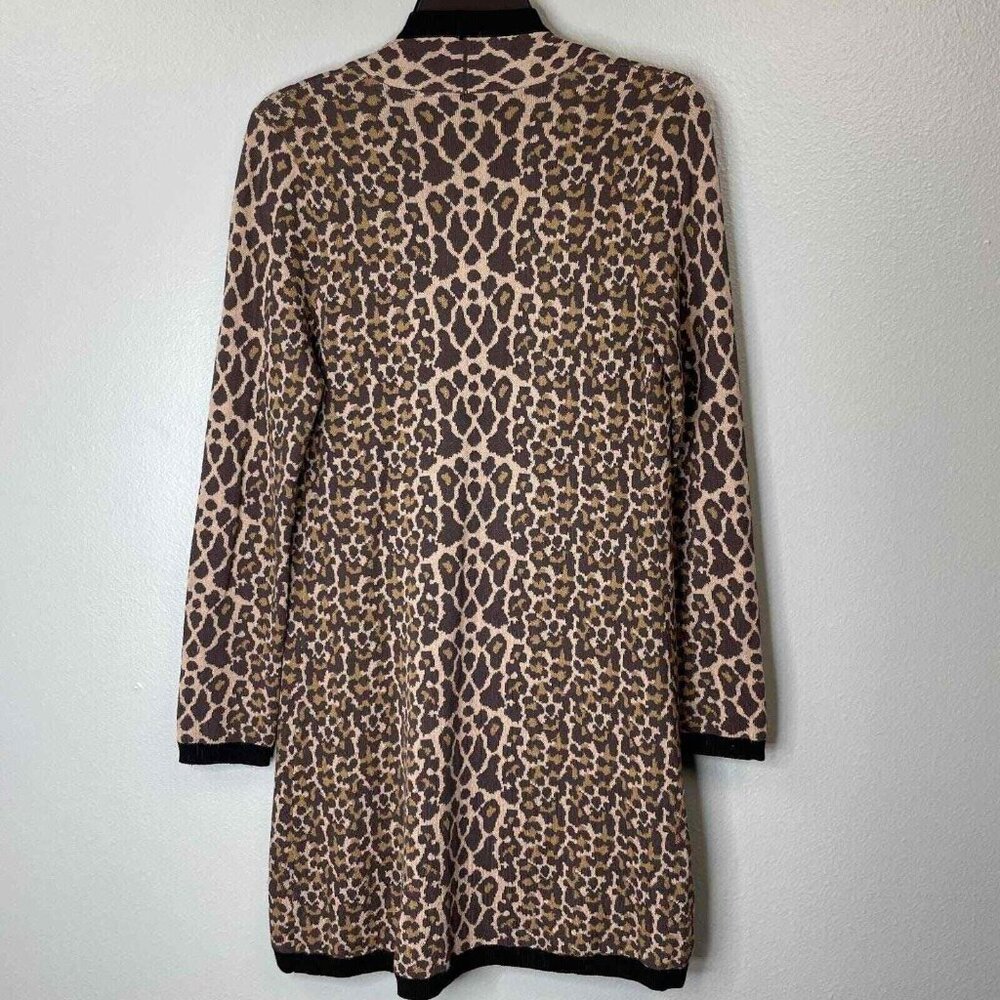 Soft Surroundings Leopard Cardigan Sweater Womens Small Brown Long Sleeve Open - Picture 2 of 11